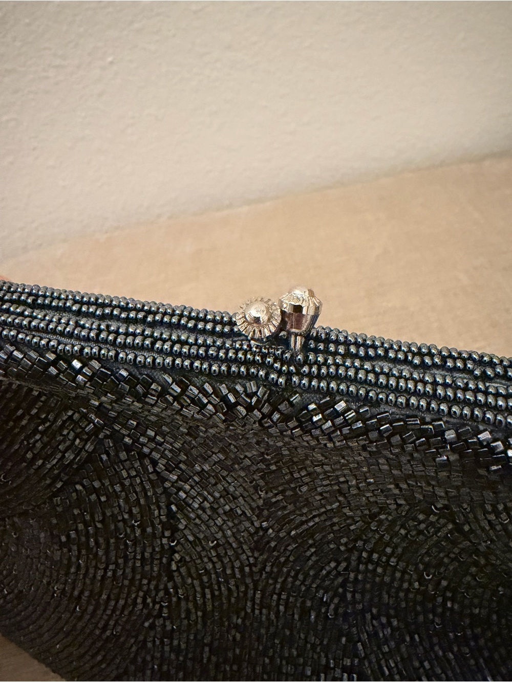 Vintage Walborg Richere Beaded Black Evening Clutch Purse - Picture 5 of 8